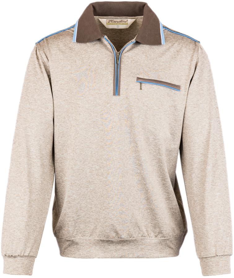 Langarm Poloshirt für Herren - Sandbeige